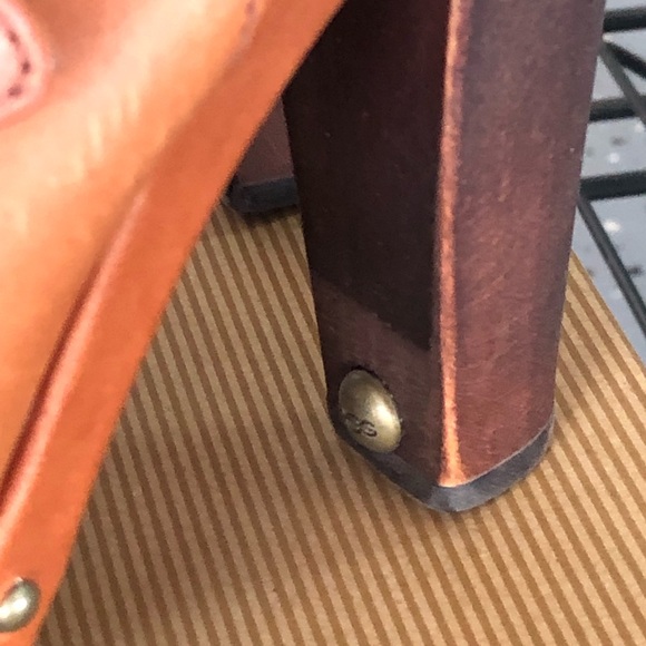 UGG Nicco Open Toe Leather Cow Fur Heels Size 6 - Picture 5 of 8